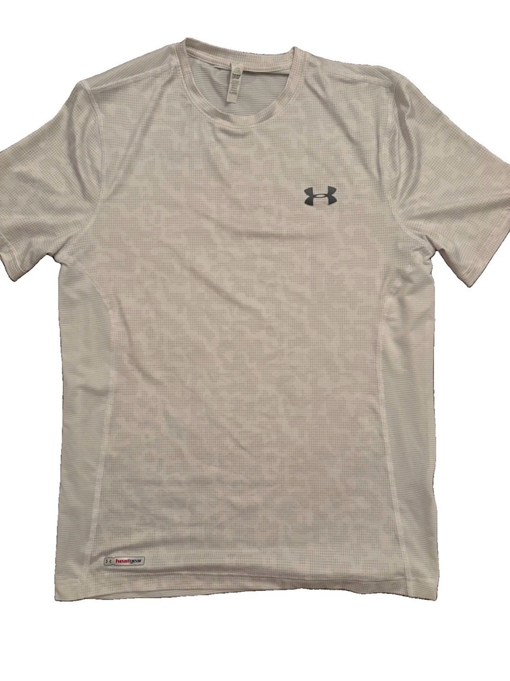 Under Armour Men's Heatgear Fitted Shirt White Subtle Camo Print Athletic Wear